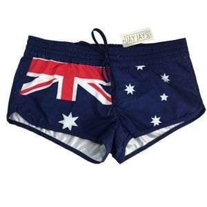 New NWT Swim JAYJAYS Shorts Cheeky Blue Red White Australian Aussie Flag Size S